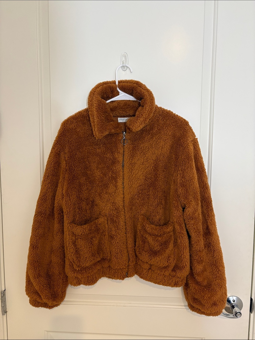 Paper Crane Burnt Orange Teddy Zip-Up Jacket